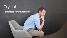  Presentation with decision - Presentation design enhanced with businessman-sitting-in-front background and a gray colored foreground