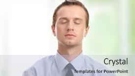  Presentation with lotus - Amazing PPT theme having businessman sitting in lotus position backdrop and a light blue colored foreground