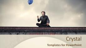  Presentation with balloon - Amazing PPT theme having bridge and holding a balloon backdrop and a cream colored foreground