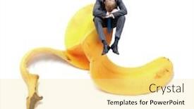  Presentation with banana - Slide set consisting of businessman-sitting-on-banana-peel background and a blonde colored foreground