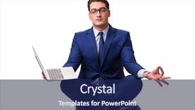  Presentation with sitting teddy bear isolated - Presentation theme consisting of businessman sitting on the floor background and a navy blue colored foreground