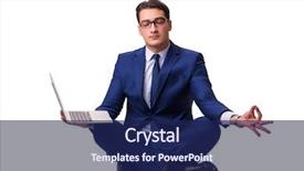  Presentation with sitting teddy bear isolated - PPT theme featuring businessman sitting on the floor background and a  colored foreground