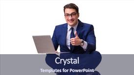  Presentation with floor - PPT theme with businessman sitting on the floor background and a navy blue colored foreground