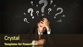 Presentation with depressed - Amazing slide set having businessman sitting under question mark backdrop and a tawny brown colored foreground