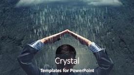  Presentation with rain - Colorful slide set enhanced with businessman sitting under rain protecting head with arms backdrop and a ocean colored foreground