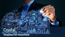  Presentation with sketching - PPT layouts having businessman sketching business project background and a  colored foreground