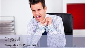  Presentation with chains - Presentation design consisting of businessman-slave-trapped-with-chains background and a light blue colored foreground