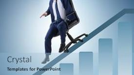  Presentation with economic - Colorful PPT theme enhanced with businessman-sliding-down-on-chair backdrop and a light blue colored foreground
