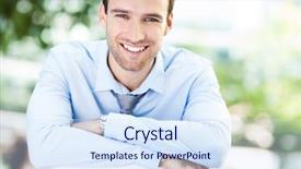  Presentation with young business woman smile show - Audience pleasing slide deck consisting of businessman smile - young businessman smiling backdrop and a sky blue colored foreground