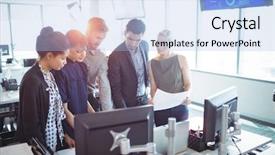  Presentation with women entrepreneurs pakistan - Amazing PPT layouts having businessman smile - young entrepreneurs discussing together backdrop and a light blue colored foreground