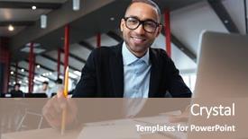  Presentation with secret place - Amazing PPT layouts having businessman smiling at the working backdrop and a coral colored foreground