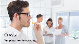  Presentation with no drug no smoking - Presentation theme with businessman smoking an electronic cigarette background and a white colored foreground