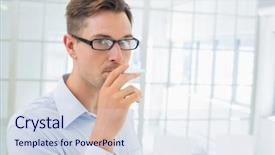  Presentation with electronic - Slide deck consisting of businessman smoking an electronic cigarette background and a sky blue colored foreground