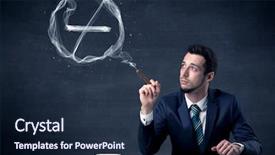  Presentation with cigarette - Cool new slides with businessman smoking cigarette backdrop and a navy blue colored foreground