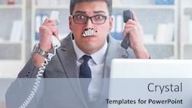  Presentation with employee anniversary work office - Presentation consisting of businessman-smoking-in-office background and a light blue colored foreground