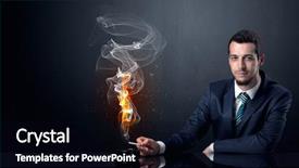  Presentation with dantes inferno - Beautiful presentation featuring businessman smoking with inferno effect backdrop and a black colored foreground