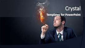  Presentation with effect - Amazing presentation theme having businessman smoking with inferno effect backdrop and a dark gray colored foreground