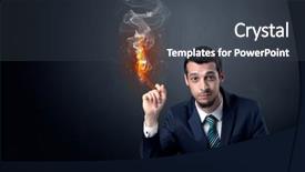  Presentation with effect of drugs on our community - Cool new PPT layouts with businessman smoking with inferno effect backdrop and a dark gray colored foreground