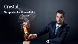  Presentation with effect - Colorful slides enhanced with businessman smoking with inferno effect backdrop and a tawny brown colored foreground