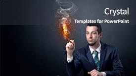  Presentation with effect - PPT layouts with businessman smoking with inferno effect background and a dark gray colored foreground