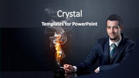  Presentation with effect - Presentation design consisting of businessman smoking with inferno effect background and a dark gray colored foreground