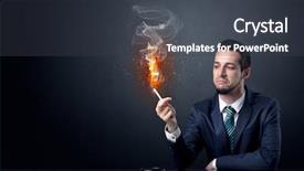 Presentation with effect - Colorful slide set enhanced with businessman smoking with inferno effect backdrop and a dark gray colored foreground