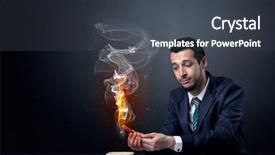  Presentation with magnetic effect electric current - Presentation theme featuring businessman smoking with inferno effect background and a  colored foreground