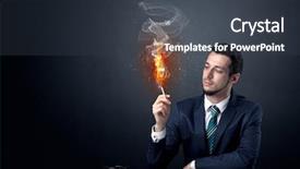  Presentation with effect of drugs on our community - Beautiful slides featuring businessman smoking with inferno effect backdrop and a dark gray colored foreground