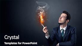  Presentation with effect of drugs on our community - Audience pleasing PPT theme consisting of businessman smoking with inferno effect backdrop and a black colored foreground
