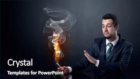  Presentation with effect - PPT layouts having businessman smoking with inferno effect background and a black colored foreground