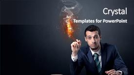  Presentation with effect - Cool new PPT theme with businessman smoking with inferno effect backdrop and a dark gray colored foreground