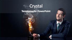  Presentation with effect - PPT layouts enhanced with businessman smoking with inferno effect background and a dark gray colored foreground