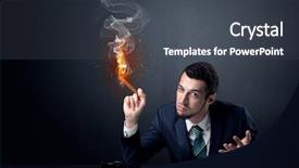  Presentation with effect - Colorful PPT layouts enhanced with businessman smoking with inferno effect backdrop and a dark gray colored foreground