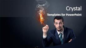  Presentation with albedo effect - Beautiful slide set featuring businessman smoking with inferno effect backdrop and a dark gray colored foreground