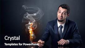  Presentation with dantes inferno - Slide deck featuring businessman smoking with inferno effect background and a black colored foreground