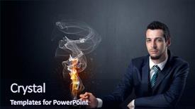  Presentation with strength effect - PPT theme enhanced with businessman smoking with inferno effect background and a wine colored foreground