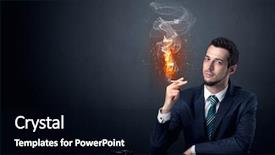  Presentation with smoking - Slides featuring businessman smoking with inferno effect background and a black colored foreground
