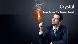  Presentation with resulting effect - PPT theme with businessman smoking with inferno effect background and a dark gray colored foreground