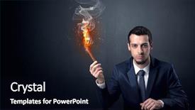  Presentation with effect - Presentation theme having businessman smoking with inferno effect background and a black colored foreground