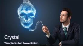 Presentation with simbol - Presentation enhanced with businessman smoking with skull simbol background and a wine colored foreground