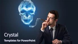  Presentation with simbol - Presentation design having businessman smoking with skull simbol background and a wine colored foreground