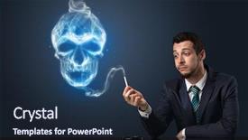  Presentation with simbol - PPT layouts featuring businessman smoking with skull simbol background and a wine colored foreground