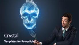  Presentation with simbol - PPT theme consisting of businessman smoking with skull simbol background and a wine colored foreground