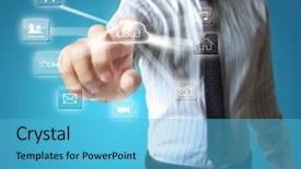  Presentation with structure - Cool new theme with businessman social network structure backdrop and a light blue colored foreground