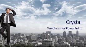  Presentation with concept - PPT theme having businessman spying on competitors business background and a sky blue colored foreground