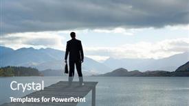  Presentation with stand - Cool new presentation design with businessman stand on berth backdrop and a gray colored foreground