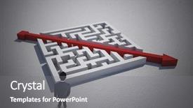  Presentation with red puzzle - Audience pleasing slides consisting of businessman standing against red arrow cutting through puzzle backdrop and a gray colored foreground