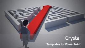  Presentation with red puzzle - Slide set having businessman standing against red arrow cutting through puzzle background and a gray colored foreground