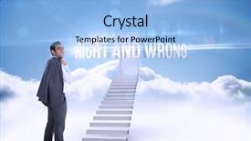  Presentation with stairs - PPT theme featuring businessman standing against shut door background and a light blue colored foreground