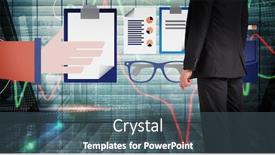  Presentation with shares - Presentation design consisting of businessman standing against stocks and shares on black background background and a ocean colored foreground